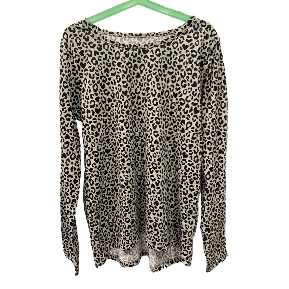 Girls Childrens Place Animal Print Long Sleeve Shirt Gray Black Size XL (14)